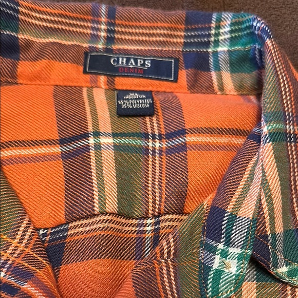 Chaps Orange Plaid Button Down Shirt - Picture 3 of 8